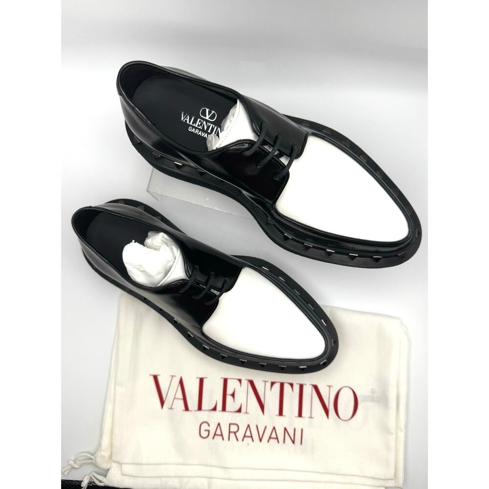 Valentino Garavani Rockstud M-Way Derby Black Leather Shoes EU 38.5 - Picture 14 of 16
